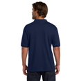 thumbnail image 4 of Hanes Men's Ecosmart Jersey Polo, Short Sleeve Collared Shirt, 50-50 Cotton-Polyester, Navy, M, 4 of 6