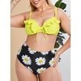 thumbnail image 1 of Tallas grandes Lazo de volante Push Up Flower Bikini Bikini de alta altura Rosegal Camisetas sin mangas de talla grande, 1 of 5