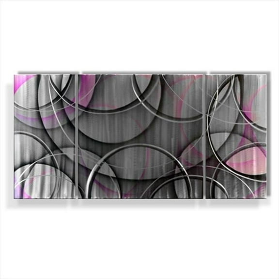 Metal Artscape MA10089 48 X 24 in. Silver Sphere 3-Paneled Handmade Metal Wall Art