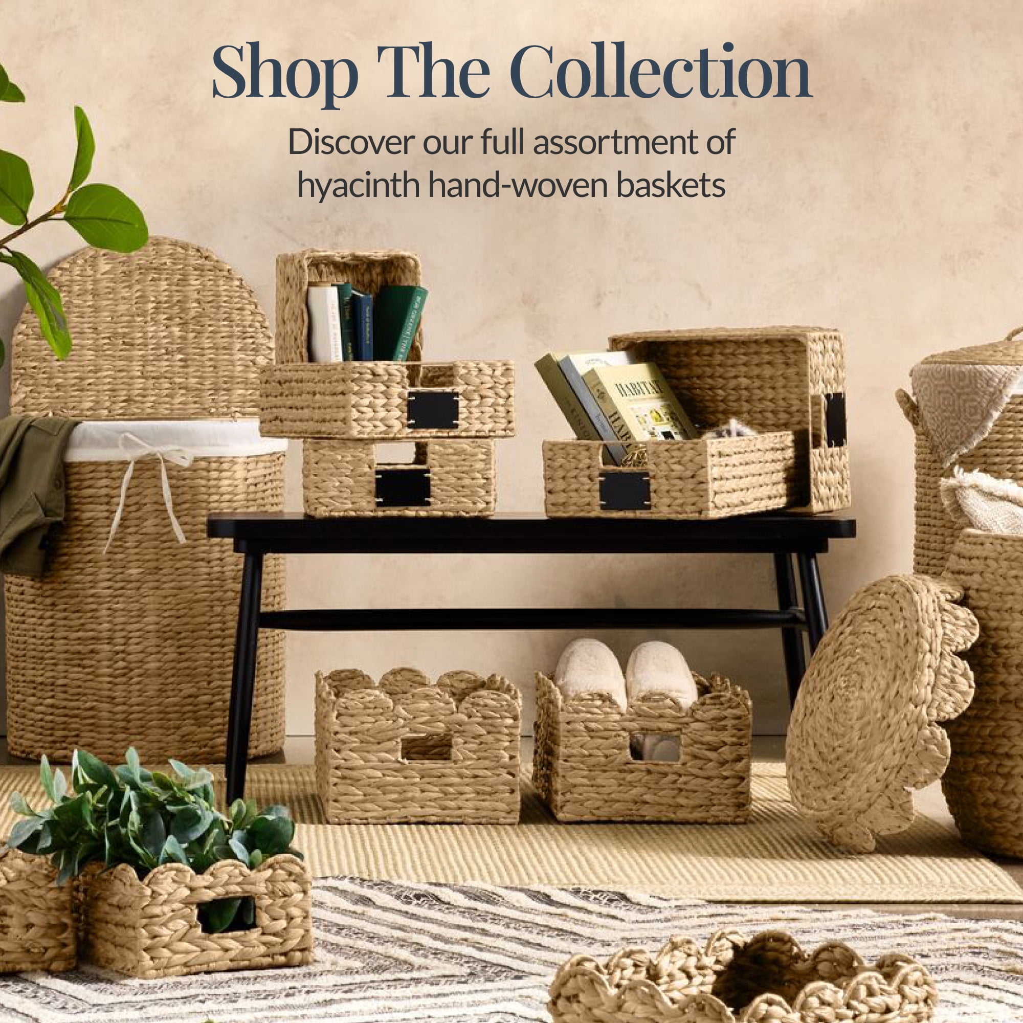 Best Choice Products 16x12 Scalloped Shelf Baskets, Woven Storage Bins, 2 Pack - Natural