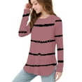 thumbnail image 6 of YUNAFFT Girls Striped Long Sleeve T-Shirt Side Slit Hem Soft Stretch Cotton-Like Top for 4-14Y, 6 of 6