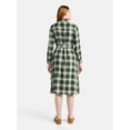 thumbnail image 2 of Time and Tru Women's Plaid Shirt Dress with Long Sleeves, Sizes XS-XXXL, 2 of 4