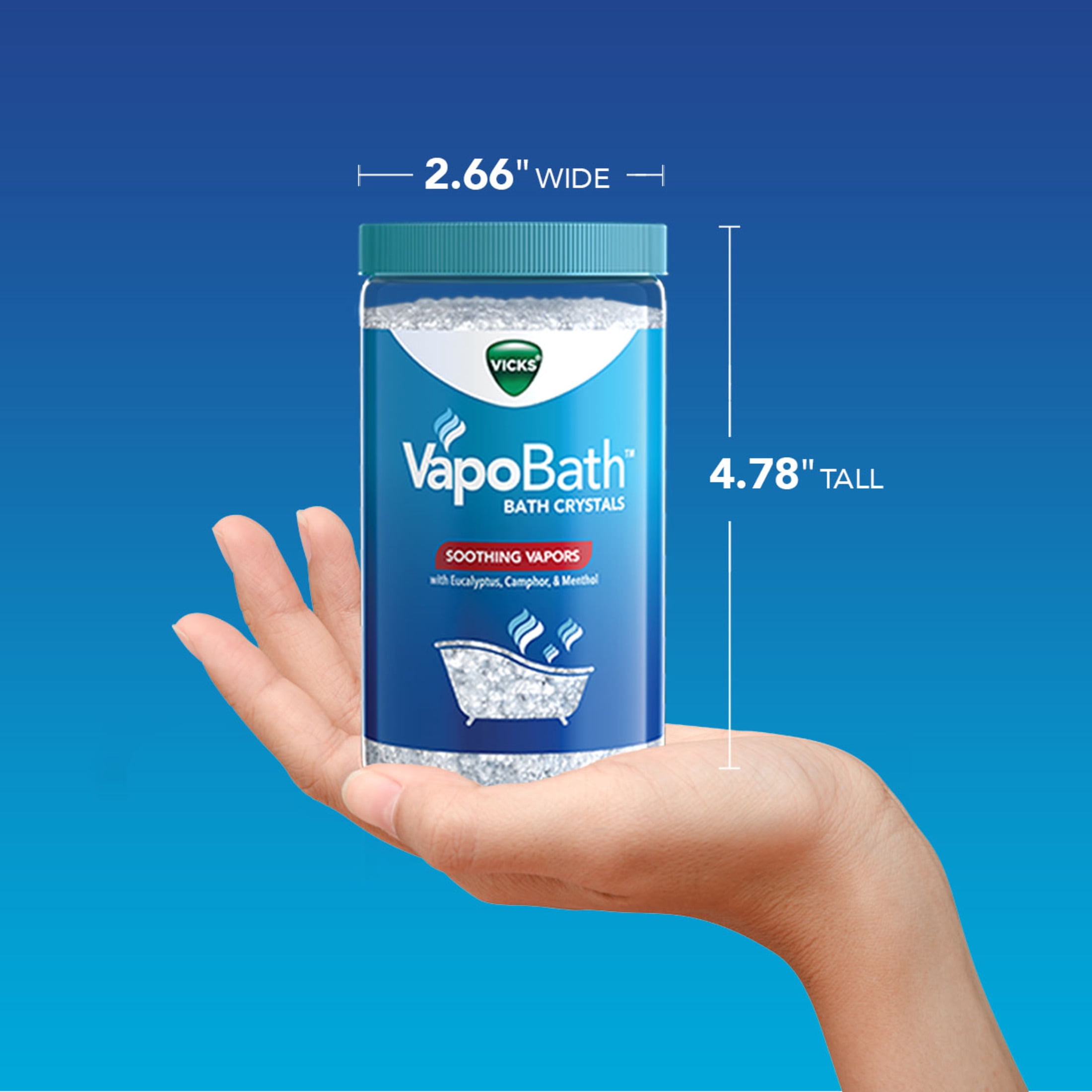 Vicks VapoBath Bath Crystal Powder, Non-Medicated Salts Soothing Vicks Vapors, 15 oz