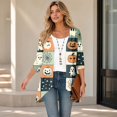 thumbnail image 6 of IYYVV Halloween Cardign Sweaters for Women 3/4 Sleeve Lightweight Funny Pumpkin Printed Open Front Cardigan Khaki 2XL, 6 of 8