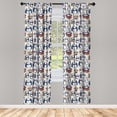 thumbnail image 3 of Ambesonne Christmas Curtains, Grunge Penguins Boxes, Pair of 28"x63", Navy Blue White Umber, 3 of 5