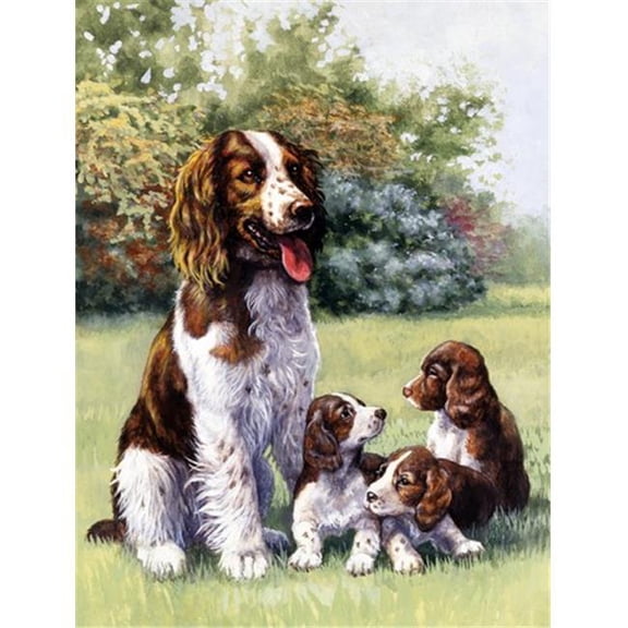 Springer Spaniels by Daphne Baxter Flag Canvas House Size