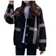 thumbnail image 2 of Puntoco moda mujer geométrico cuello pico botón patrón Casual manga larga suéter señoras prendas de vestir liquidación Puntoco Puntoco-1464, 2 of 6