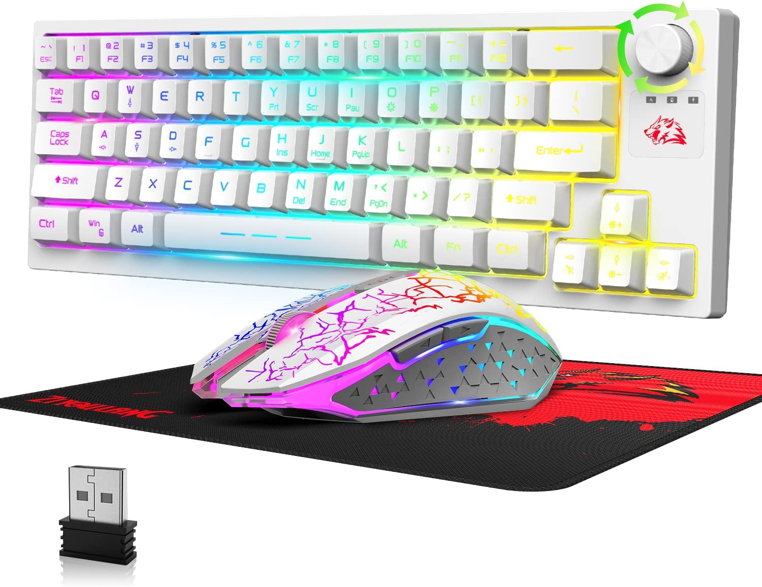 Wireless Gaming Keyboard and Mouse Combo,12 RGB Backlit 4000mAh Battery,Mechanical Anti-ghosting Keyboard Wireless Gaming Mouse for PC,PS4,Laptops(White) - Walmart.com