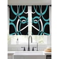 thumbnail image 3 of Turquoise Geometric Semi Sheer Curtains 45 Inch Length 2 Panels Set, Modern Abstract Aesthetic Striped Art Sheer Kitchen Curtain Privacy Voile Window Curtain for Living Room Bedroom Rod Pocket Drapes, 3 of 7