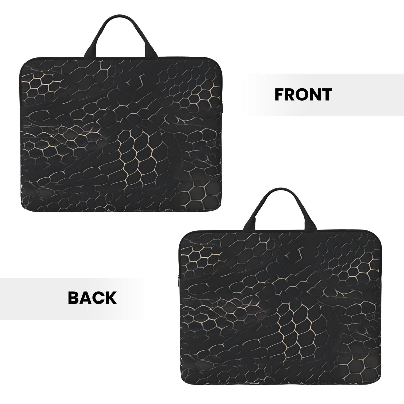 Laptop Sleeve Bag For Women Men 14inch Waterproof Durable Protective Computer Carrying Cover Handle Laptop Case Bag Snake Skin Print Style Darkgray_3