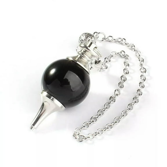 EOEMY Natural Obsidian Pendulum Pendant Dowsing Bead Quartz Crystal Reiki Healing Gem