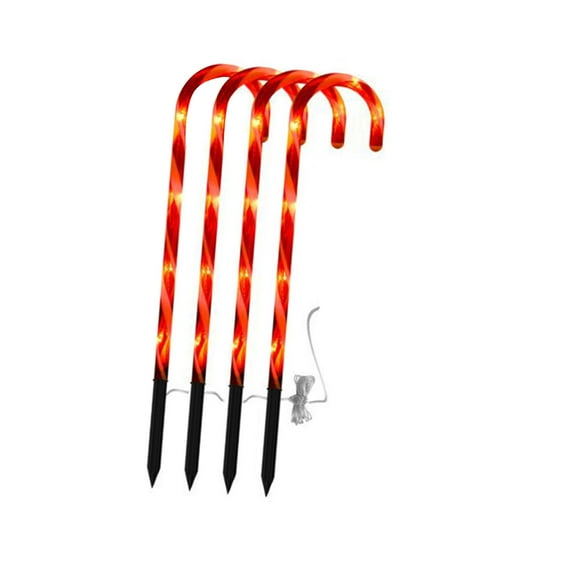 1 Juego de luces LED de bastón de para decoración, muletas portátiles de inserción duraderas, fáciles de instalar para patio de 4 lámparas Macarena Luces de bastones de caramelo