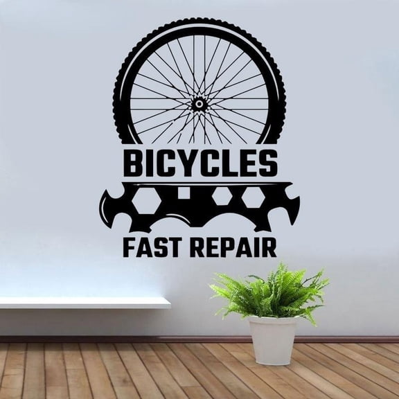 Bicycle Shop Wall Decal Window Sticker Vinyl Home Decor Freestyle Dirt Bike Tire Tool Repair Shop Mural Removable Wallpaper 42x50cm