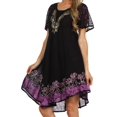 thumbnail image 3 of Sakkas Royal Palm Batik Dress / Cover Up - Black / Purple - One Size, 3 of 4