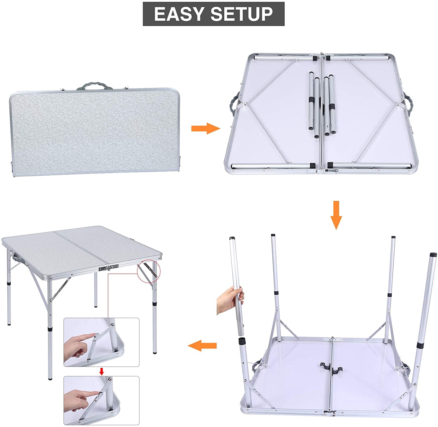 Lineslife 32" Square Folding Card Table, Lightweight Portable Fold in Half Small Card Tables for Adults Indoor Outdoor Use, White