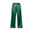 thumbnail image 6 of Purcolt Womens Satin Capris Pants Casual Drawstring Elastic Waisted Palazzo Pants Soft Lounge Pants Summer Beach Cropped Pants with Pockets, 6 of 9