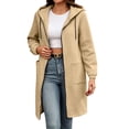 thumbnail image 6 of QIbmong Women's Zip-up Hoodie Oversized Light Fleece Long Sleeve Sweatshirts Casual Winter Jackets Coat with Pockets(XXL,Khaki), 6 of 9