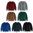 thumbnail image 4 of GYRATEDREAM Toddler Boys Girls Cardigan Sweater Autumn/Winter Solid Color Knitted Jacket Party Birthday Baby Hoodie Jacket for 6Y Blue, 4 of 9