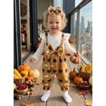 thumbnail image 4 of Cjfdfy Newborn Baby Girl My First Thanksgiving Outfit Infant Baby Girls Fall Winter Clothes Bubble Romper Cute Turkey Print Bowknot Long Sleeve Fake Two-Pieces Bodysuits Jumpsuits with Headband, 4 of 9