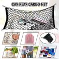 thumbnail image 3 of Automotive Cargo Net Stretchable and 3 Pocket Trunk Net Organizer Black Car Interior Accessories Cargo Storage Mesh Net Truck Bed Grocery Holder with Hooks Screws Buttonholes (43.3 x 15.7 Inches), 3 of 7