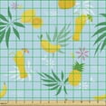 thumbnail image 2 of Tropical Fabric by the Yard, Composition of Fruits Smoothies Palm Leaves, Decorative Upholstery Fabric for Chairs & Home Accents, Pale Blue Mustard Green by Ambesonne, 2 of 5