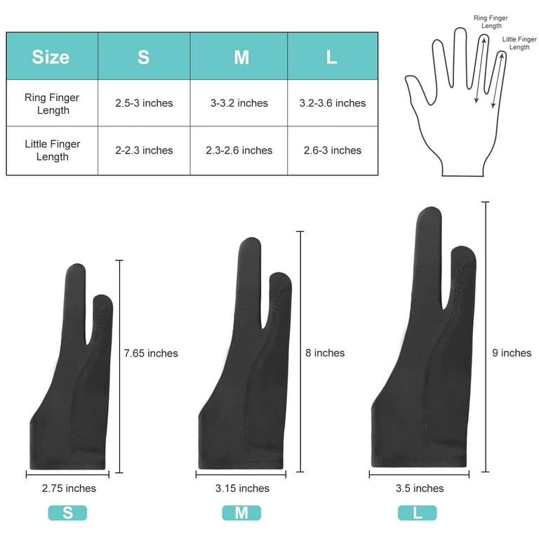 4 Pack Artist Gloves for Drawing Tablet iPad Good for Right Left Hand  Two-Finger