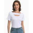 thumbnail image 5 of Womens Summer Short Sleeve T Shirts Slim Fit One Piece Cutout Scoop Neck Going Out Date Night Tops, 5 of 6