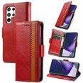 thumbnail image 1 of Case for Samsung Galaxy S22 Ultra 5G Cover Leather Wallet Folio Case Book Design Flip Magnetic Closure - Red, 1 of 5