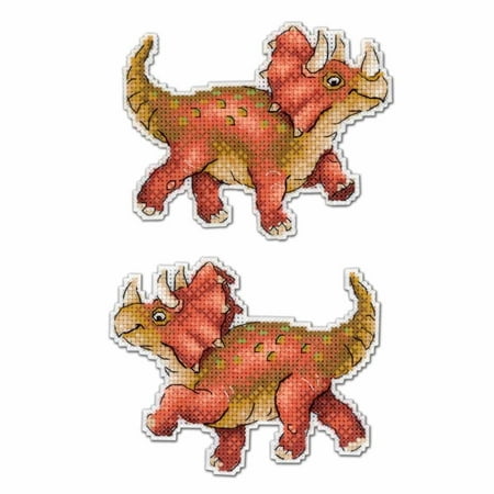 UPC: 4627128732437 | Counted Cross Stitch Kit Plastic Canvas Triceratops P-269 / SR-269 Needlework Red MP Studia