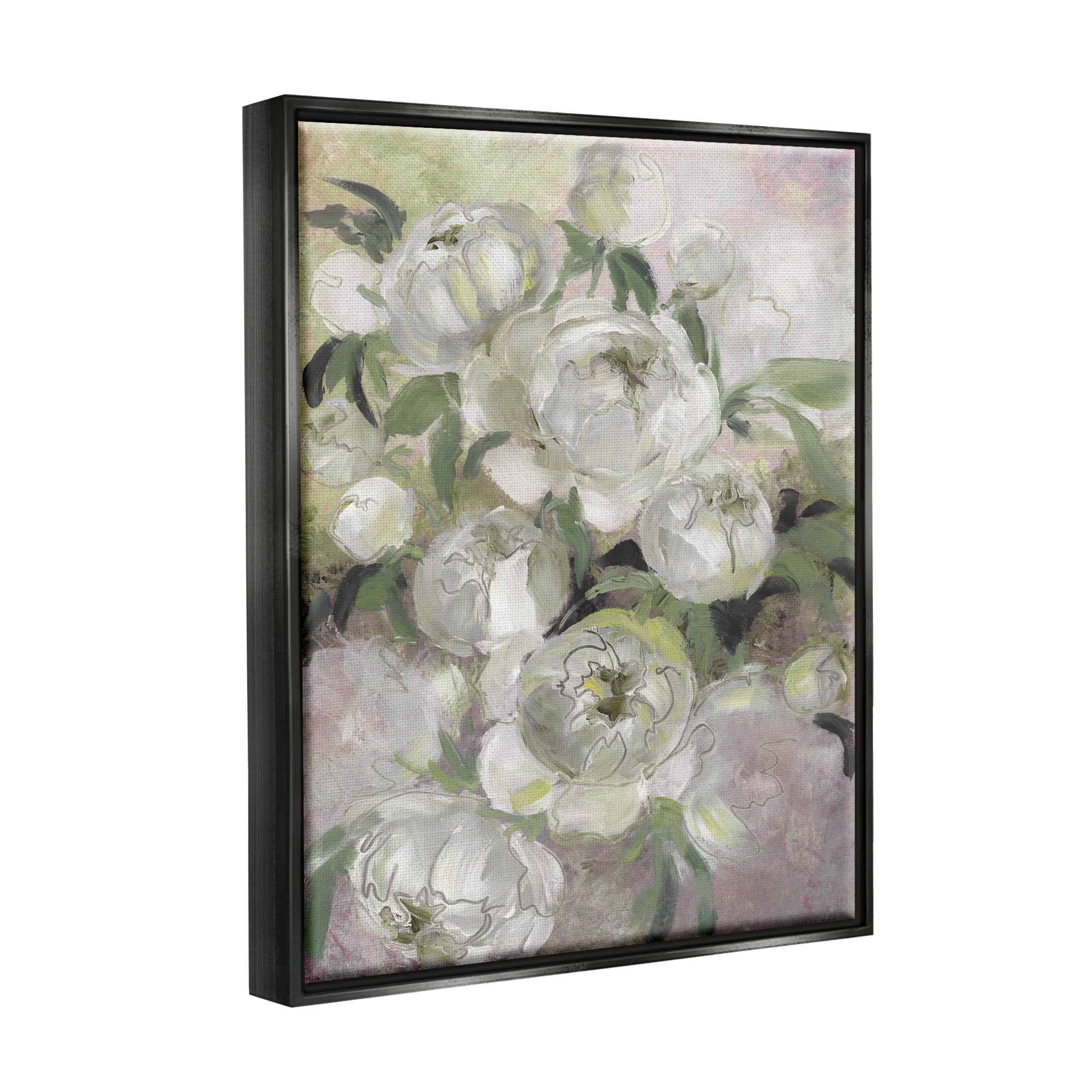 Stupell Industries Abstract Flower Blooms Arrangement Botanical & Floral Painting Black Floater Framed Art Print Wall Art