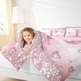 thumbnail image 4 of Homewish Pink Sequin Print P Full Size Comforter Sets for Kids, Romantic Diamond Love Heart Bedding Comforter Set, Fashion Mabrling Abstract Reversible Bedding Sets, Microfiber Bedroom Decor, 3pcs, 4 of 8