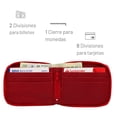 thumbnail image 4 of Cartera Hombre Piel Genuina Cierre Seguro Monedas Interiores en Tela Rojo, 4 of 8