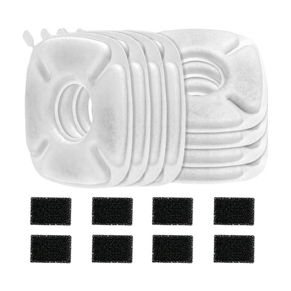8 Pack Cat Water Fountain Replacement Filter & Pre-Filter Sponges for 95oz/2.8L Automatic Pet Fountain (8 White Filters   8 Black Sponges)