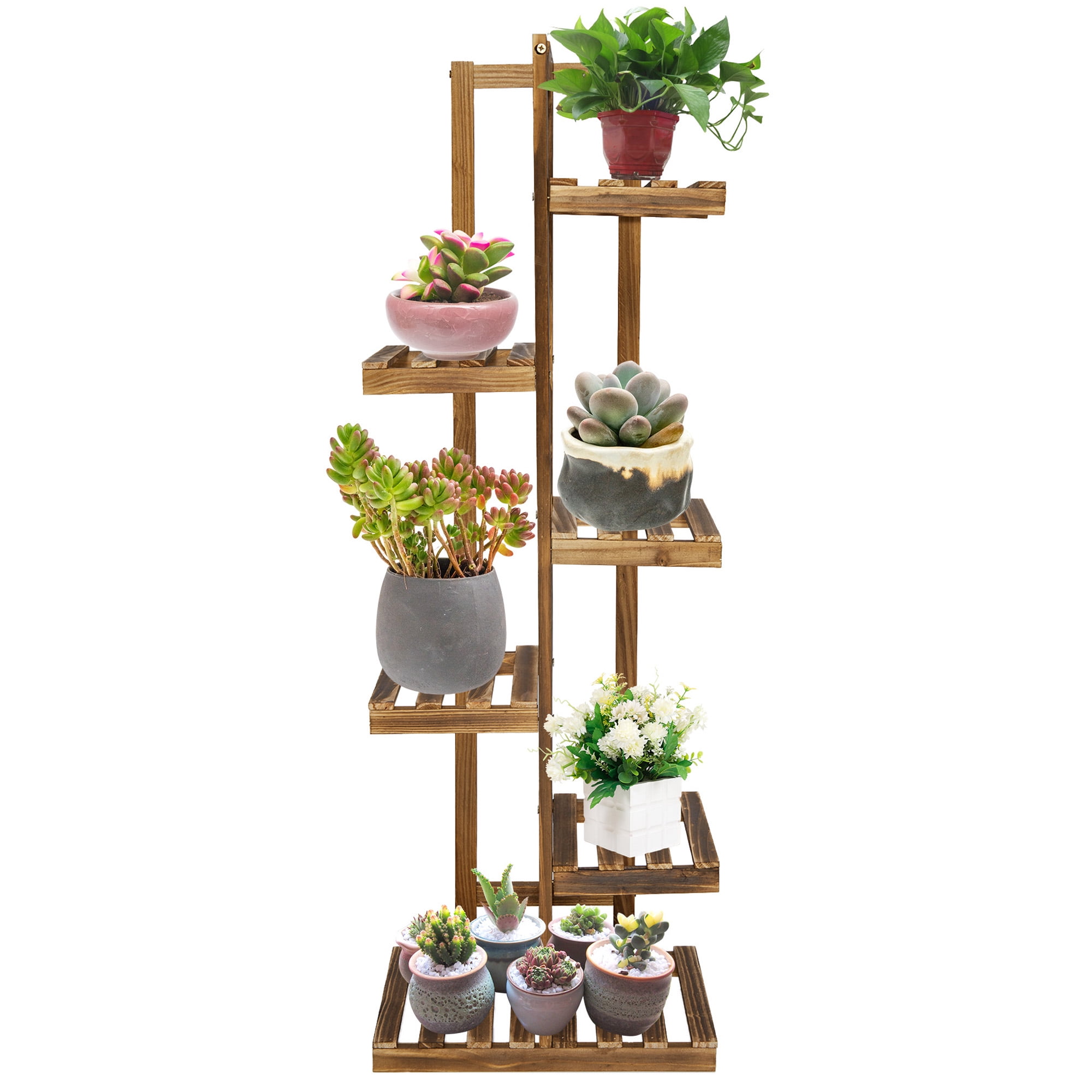 NK Wood Plant Stands, Indoor Outdoor Plant Shelf Multi Layer Vertical