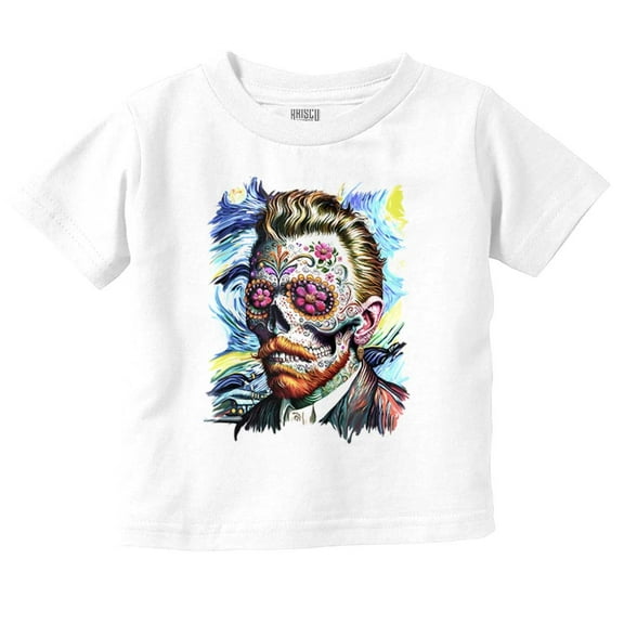 Van Gogh Starry Night Candy Skull Toddler Boy Girl T Shirt Infant Toddler Brisco Brands 5T