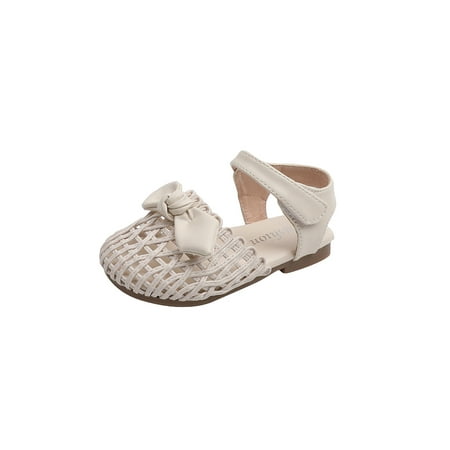 

SIMANLAN Kids Flat Sandal Closed Toe Princess Shoes Summer Sandals Girl s Fashion Dress Shoe Girls Hollow Out White 7C