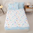 thumbnail image 4 of jejeloiu Cute Initial Alphabet H Zipper Twin Comforter Sets with Fitted Sheet and 2 Pillowcases,Rainbow Heart Cloud Initial Art Zipper Bedding Set For Girls,Colorful Stars Reversible,4 Pieces, 4 of 7