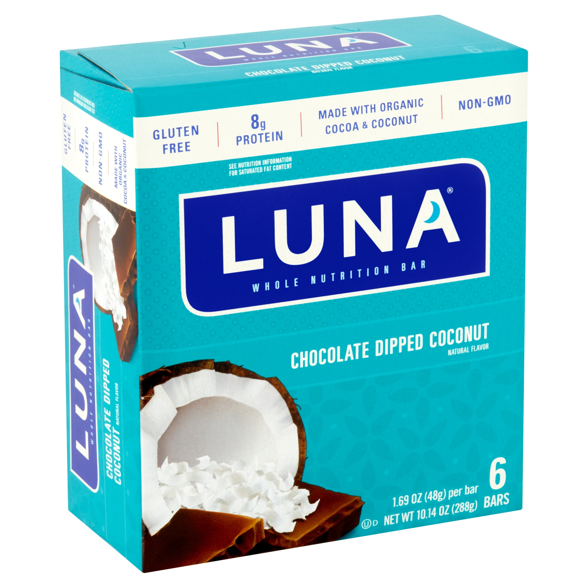Luna Chocolate Dipped Coconut Whole Nutrition Bar, 1.69 oz, 6 count