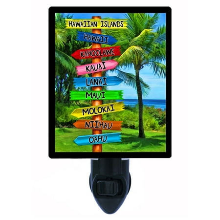 

Tropical Decorative Photo Night Light Plus One Extra Free Switchable Insert. 4 Watt Bulb. Image Title: Hawaiian Islands. Light Comes with Extra Bulb.