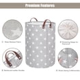 thumbnail image 4 of Lifesela 20-Inches Large Laundry Basket, Collapsible Laundry Hamper with Leather Handles, Dirty Clothes Hamper with Drawstring Closure Waterproof Laundry Bin (Grey), 4 of 7