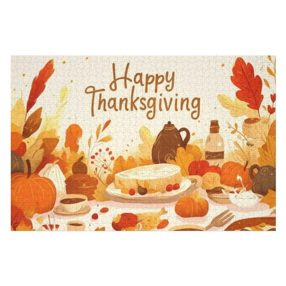 Puzzles for Adults 300 Pieces - Happy Thanksgiving Celebration Funny Challenging Puzzle Brain Teaser Activity Perfect for Game Nights