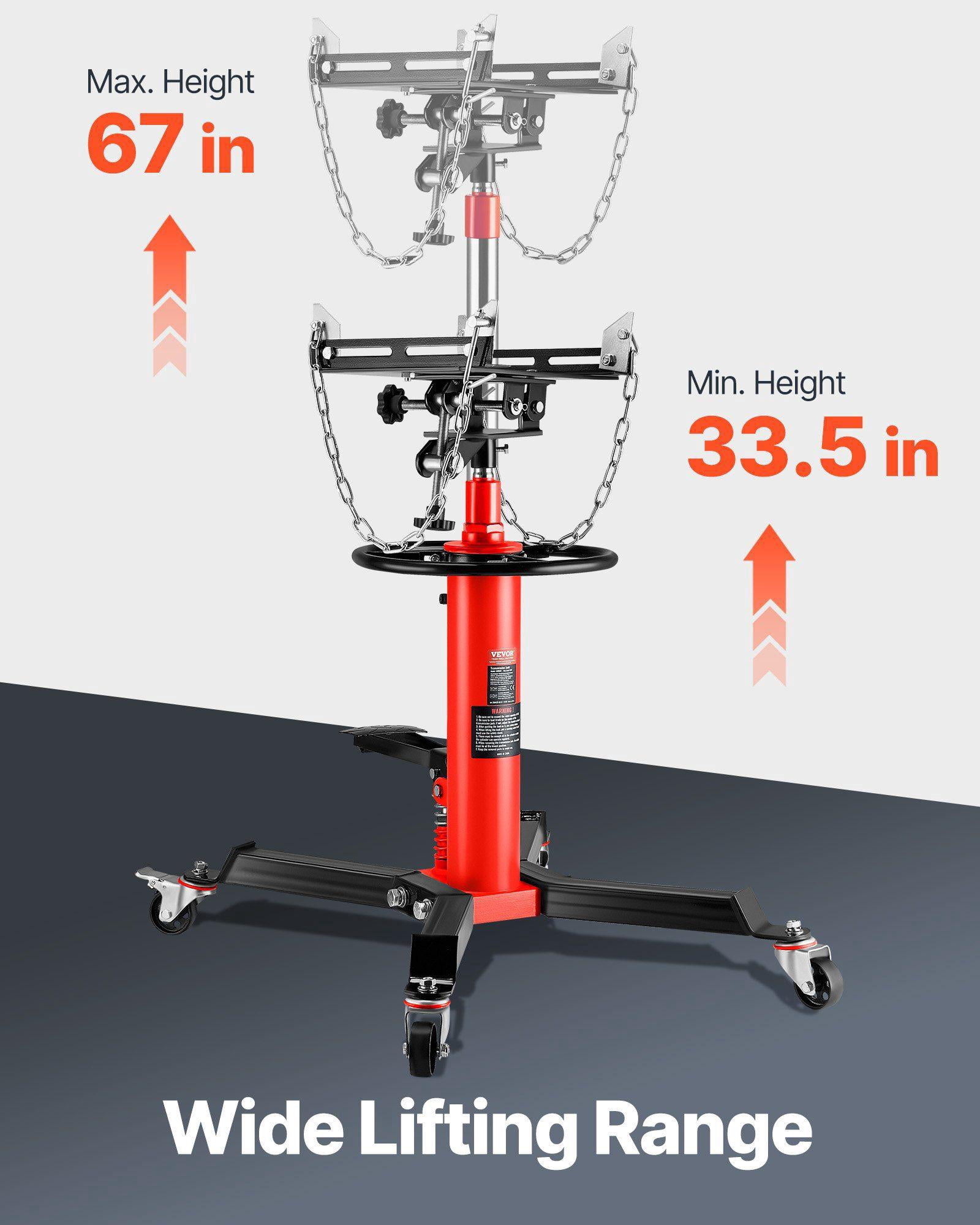 1 2 Ton 1100lbs Capacity Hydraulic Telescopic Transmission Jack 2 Stage Floor Jack Stand with Foot Pedal 360 Degree Swivel Wheel Garage Shop Lift Hoist Red