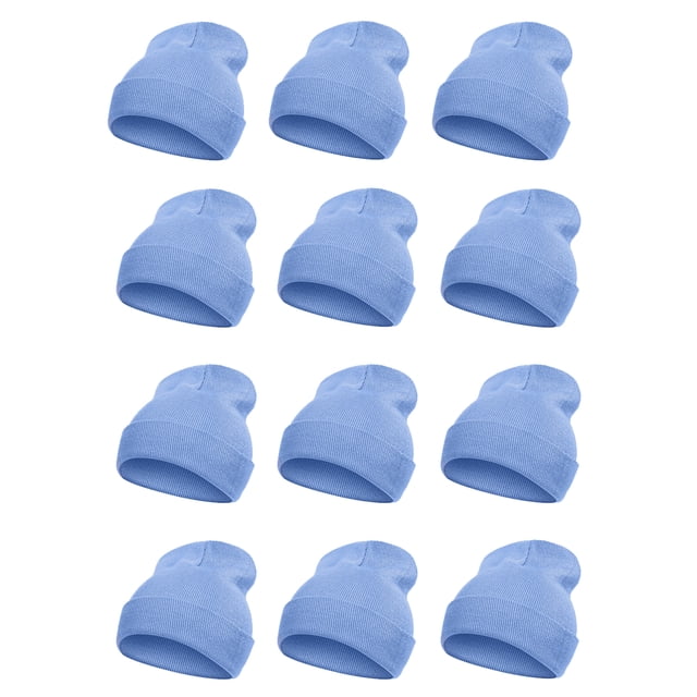 Top Headwear Bonnet Long d'Hiver Uni - 12 Pcs en Gros - Bleu Ciel