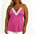 thumbnail image 3 of Tbopshirt Tank Tops for Women Plus Size Lace Trim Camisole Criss-Cross Neckline Spaghetti Strap Top Tank Top Loose Fit Summer Vest,Hot Pink, 3 of 7