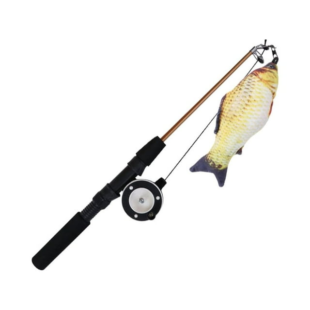 Juego interactivo con caña de pescar para gato Greeniant juguete con plumas de plástico