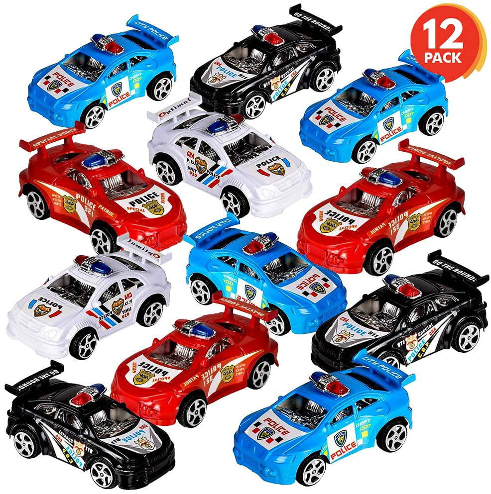 Party Favors Birthday Party Supplies Motiloo 12 Pack Pull Back Vehicles Mini Assorted Fire Trucks Police Cars Toy Set for Kids Toddlers Boys Girls 