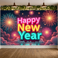 thumbnail image 4 of Colorful Design Happy New Year Banner Festive Fireworks Celebration Backdrop for New Year Party Indoor Decoration Holiday Event, 4 of 9