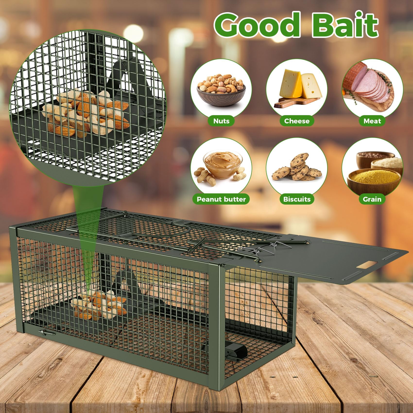 2 Humane Mouse Rat Traps  Mice Chipmunk Squirrel And Other Live Animal Cage Catch Release For Indoor Outdoor-green