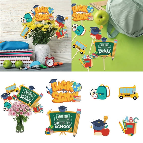 CoreLiving Back to School Photo Booth Props Bulk Set of 6 for First Day Celebration Festive Welcome Sign and Fun Classroom Photo Prop Kit for Students