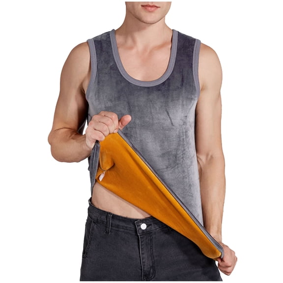 hotojiny Thermal Tank Top Men Winter Warm Fleece Lined Underwear Big and Tall Shirts Sleeveless Vest Undershirt S-5XL